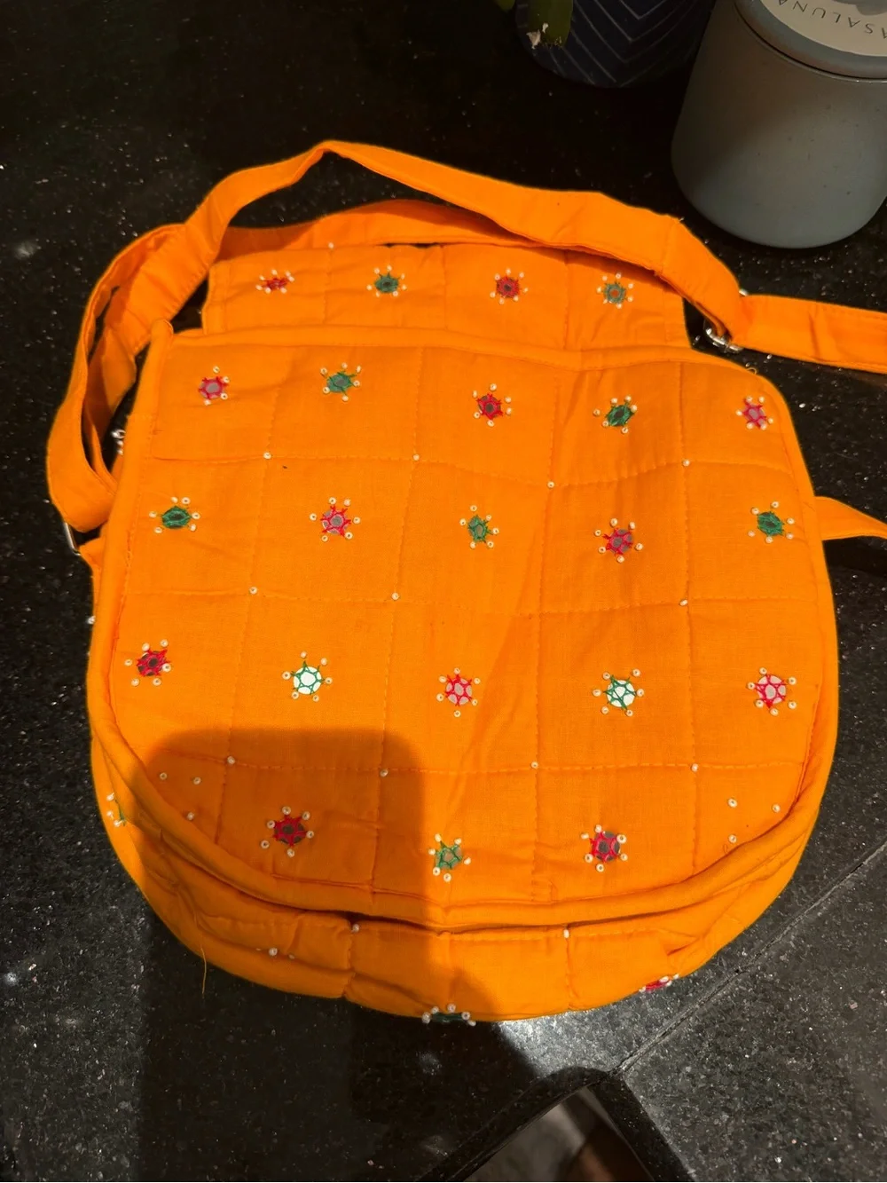 Orange Fabric Crossbody Small Bag